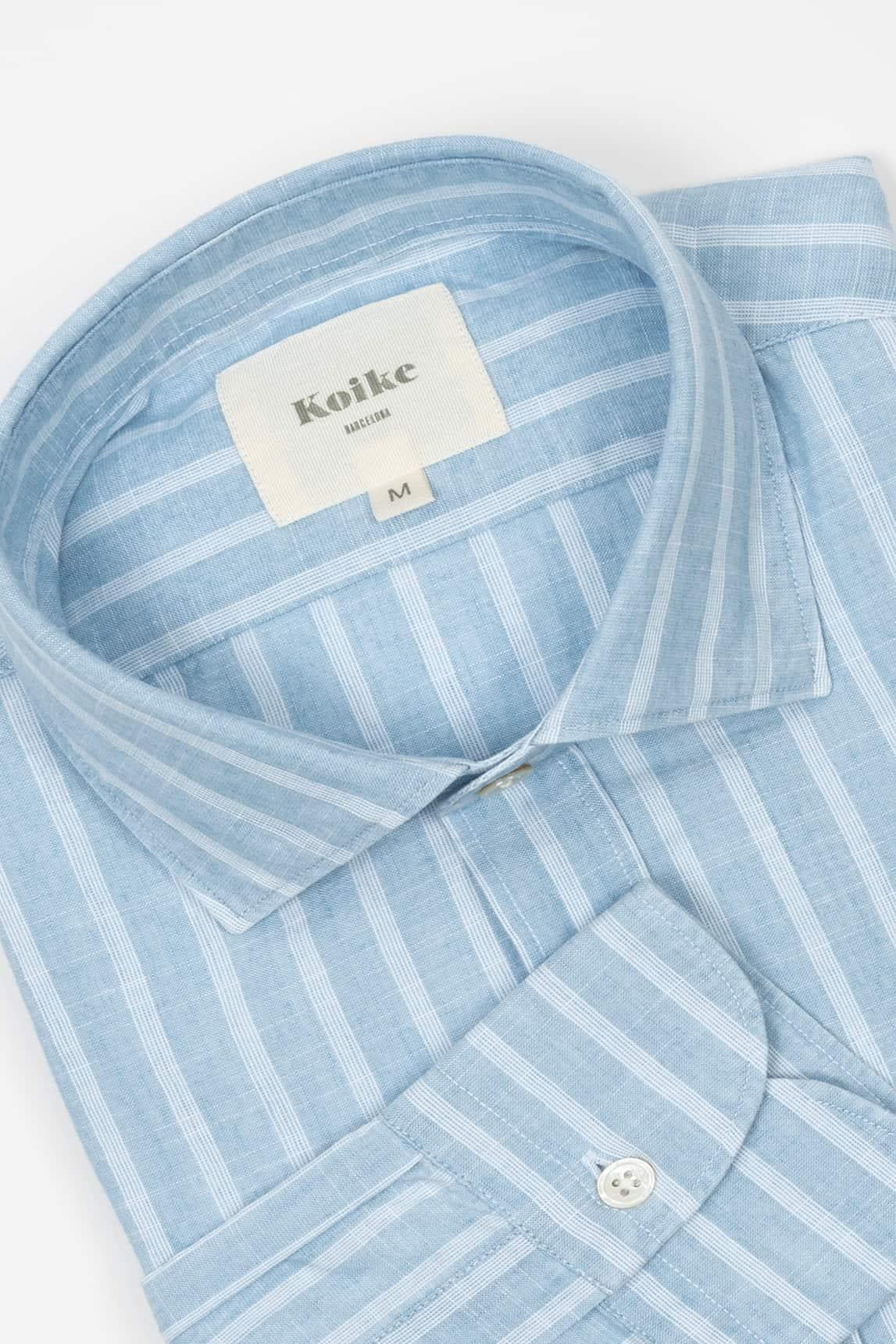 Camisa Koike azul con raya blanca - Image 2