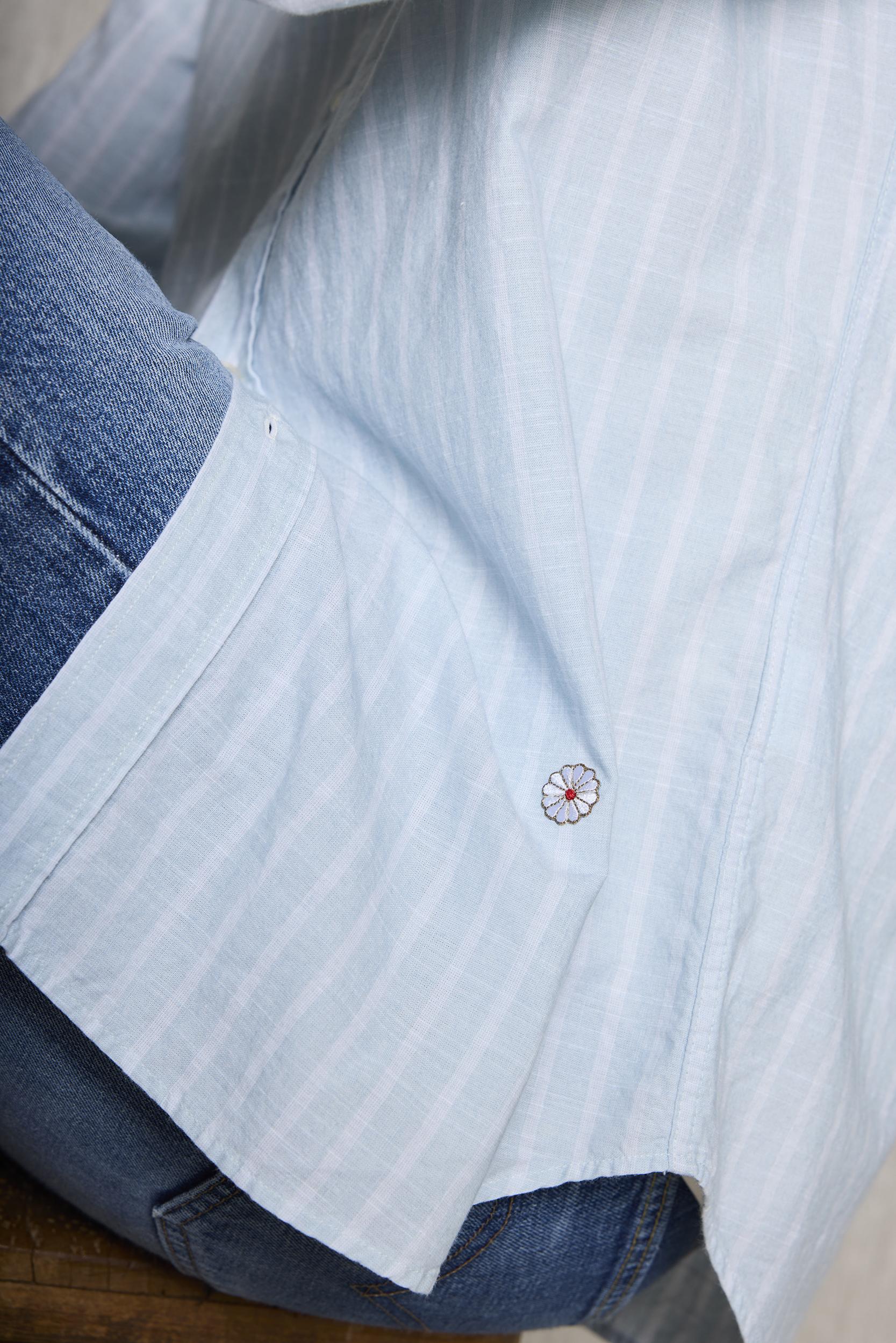 Camisa Koike azul con raya blanca - Image 6