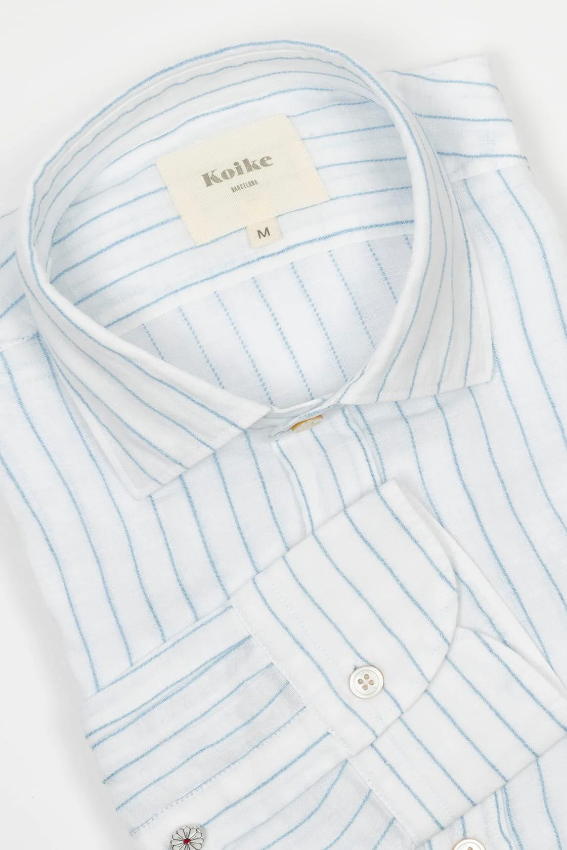 Camisa Koike blanco con raya azul - Image 2