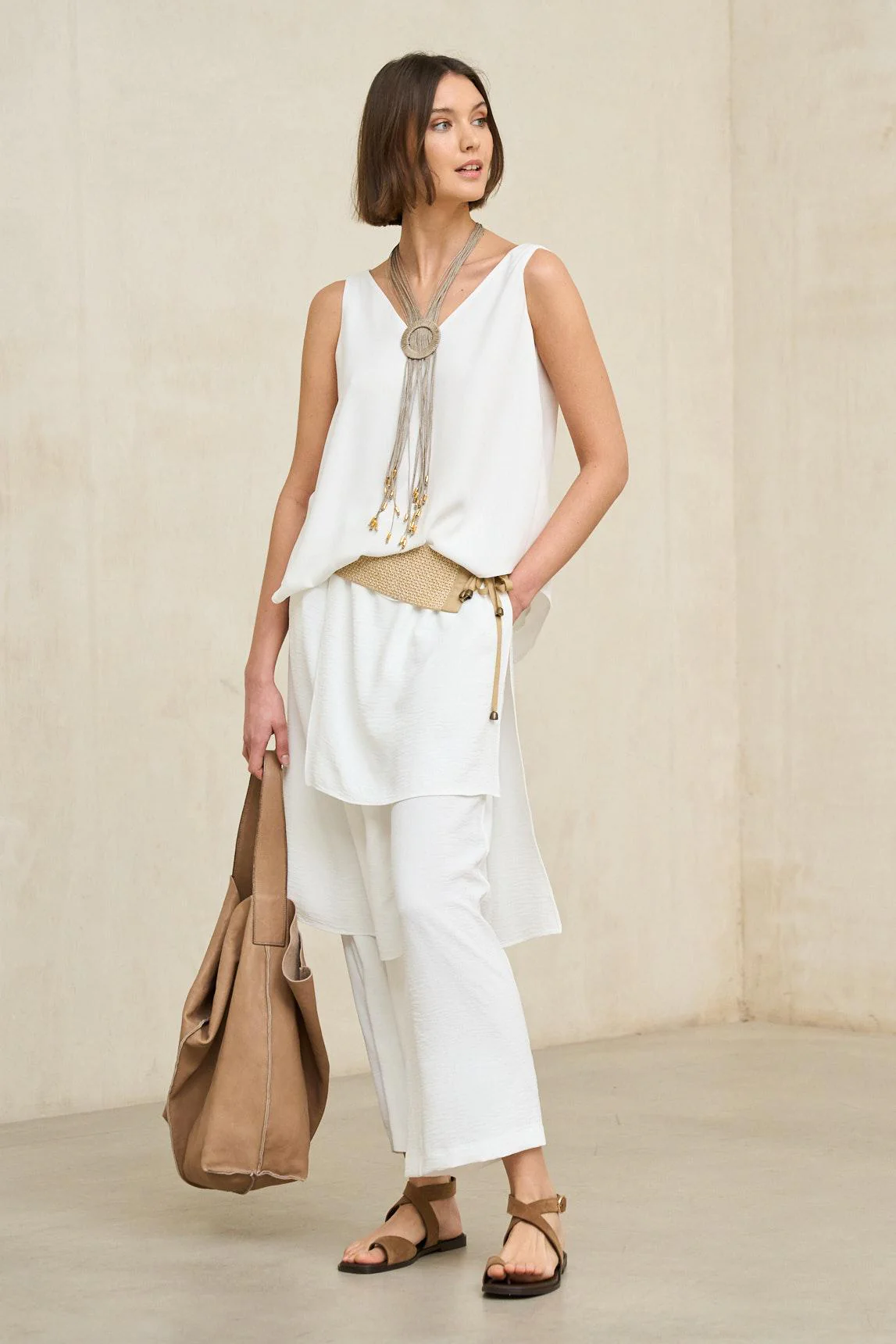 Falda- pantalón Vion blanco roto - Image 5