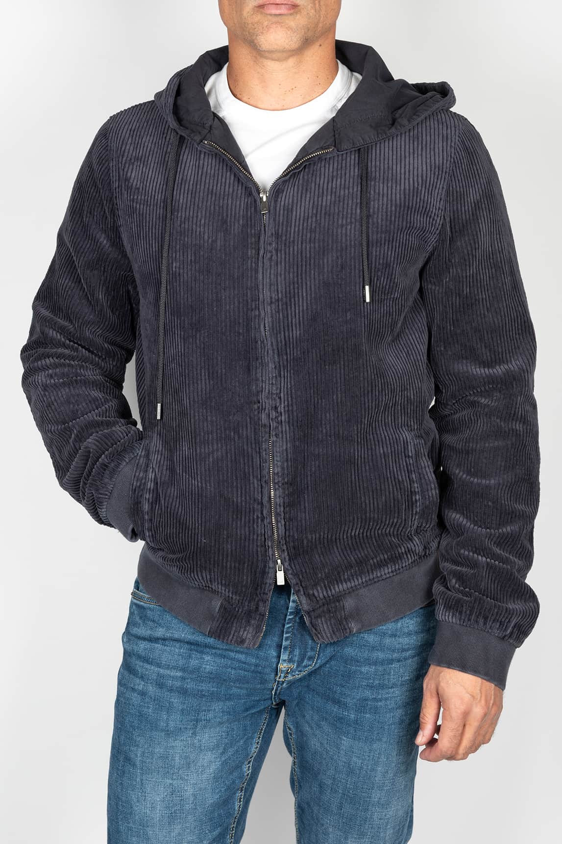 Sudadera Keeling de pana con capucha gris