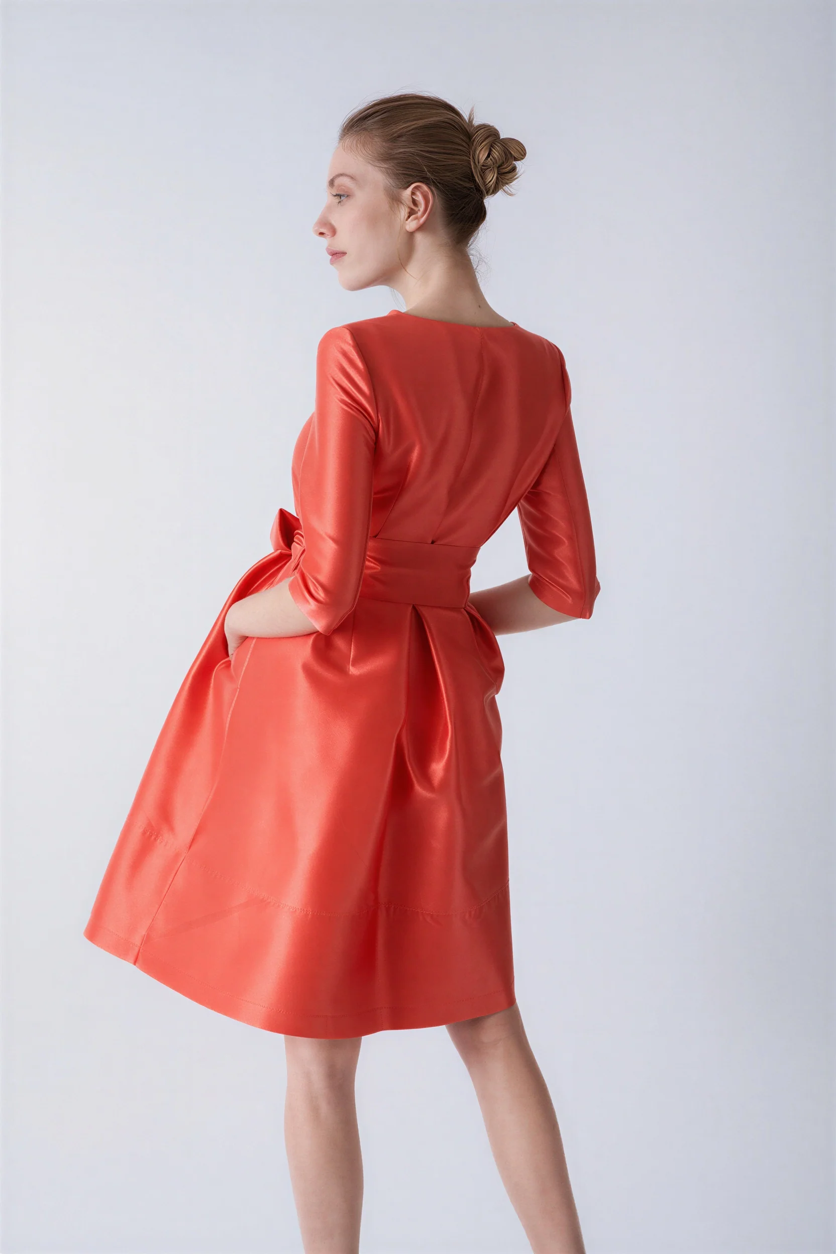 Vestido gabardina Odelia coral - Image 2