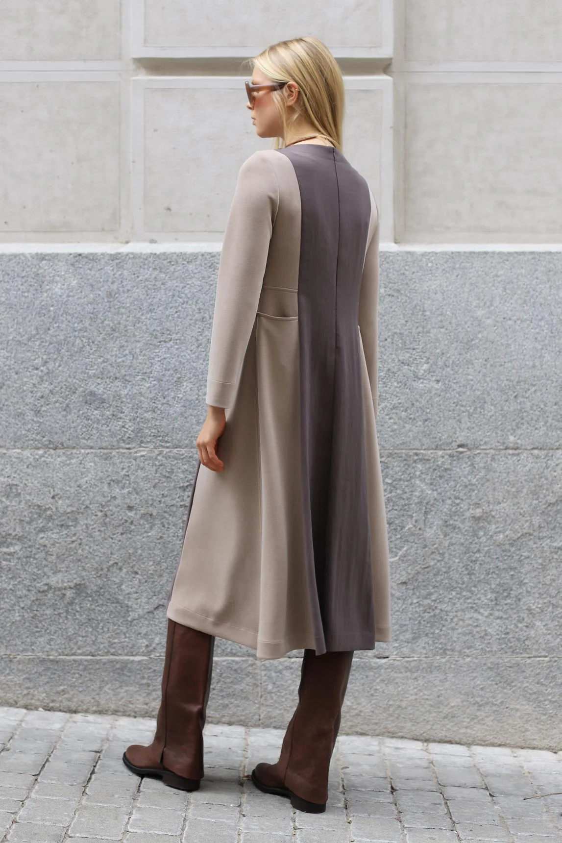 Vestido Lilo bicolor crudo-topo - Image 3