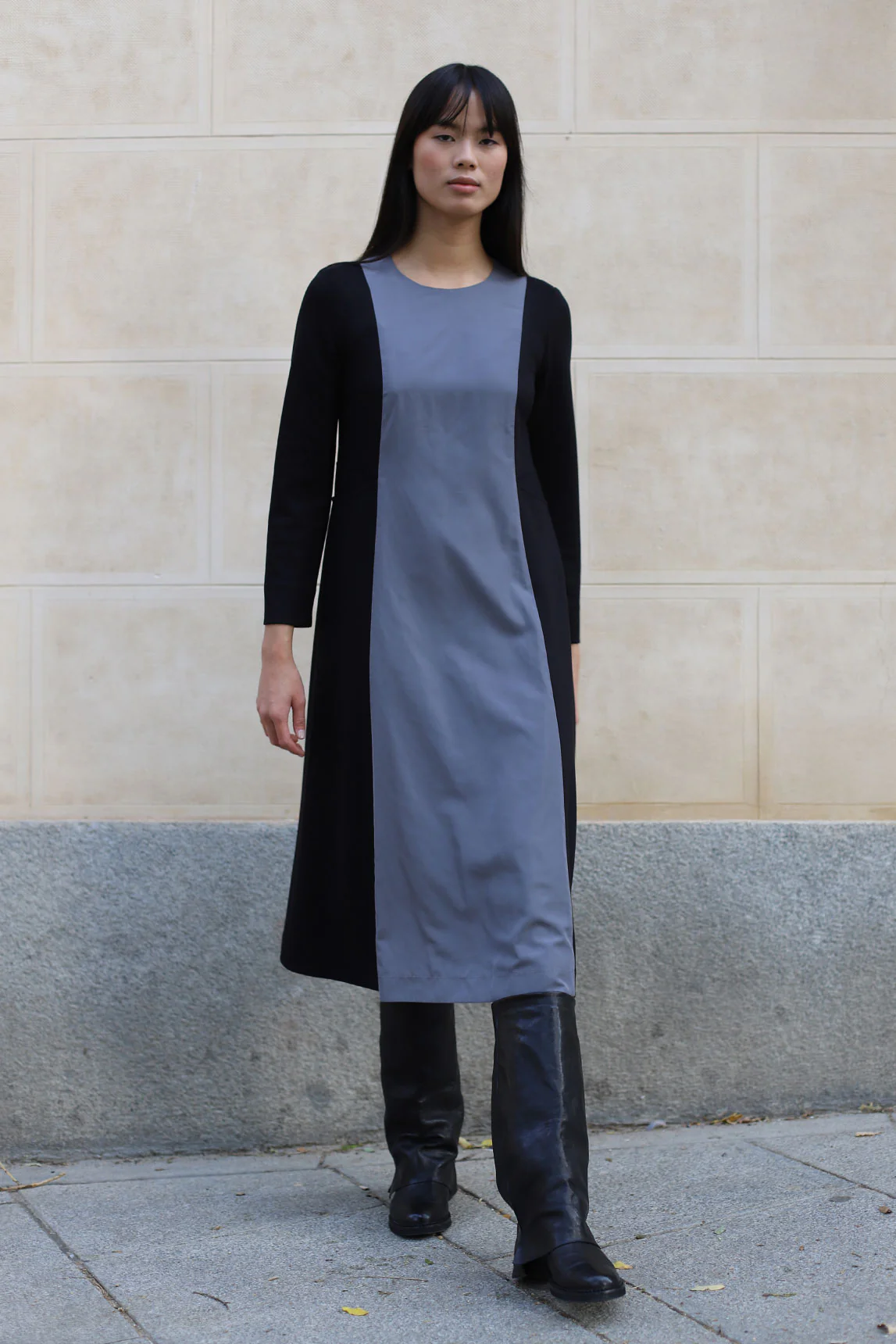 Vestido Lilo bicolor negro-gris - Image 2