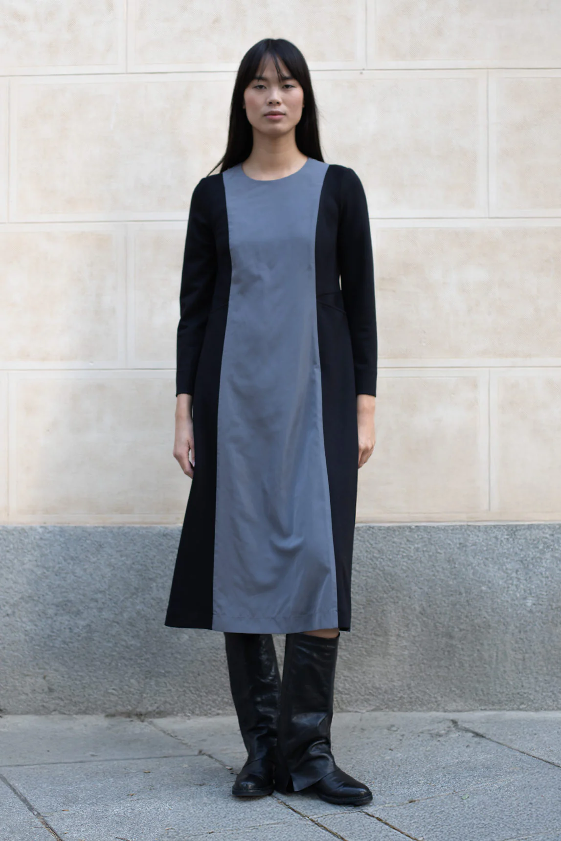 Vestido Lilo bicolor negro-gris - Image 3