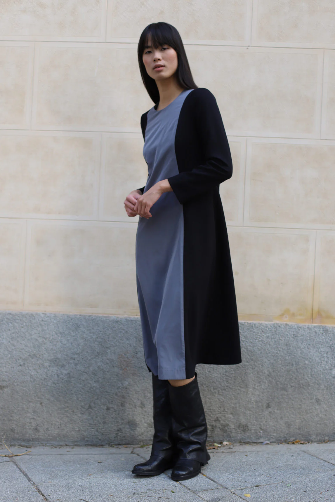 Vestido Lilo bicolor negro-gris - Image 4